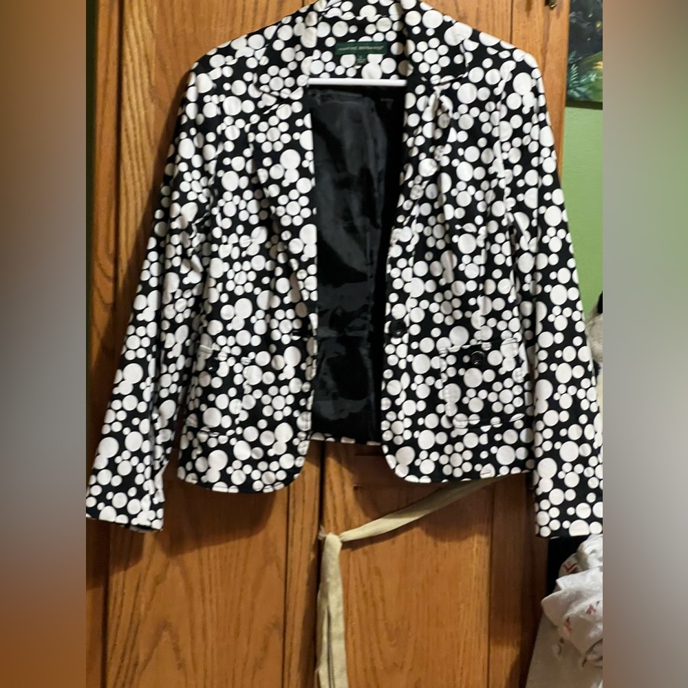 black and white suit coat